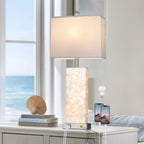 29" Gold Modern Table Lamps Set of 2, 3-Way Dimmable Touch Lamps for Nightstand with USB A+C & Outlets,Brass Lamps for Living Room, Bedroom, Nightstand, Entryway(2 Bulbs Included)