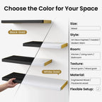 BAYKA Floating Shelves for Bedroom Decor, Wall Shelves for Storage, Wall Mounted Rustic Wood Floating Shelf for Books,Corner Shelf for Bathroom,Kitchen,Living Room(Black and Gold，Set of 4)