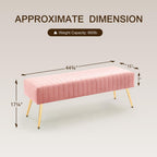 Furnimart 44 Inch Green Velvet Bench Ottoman Comfortable Footrest Stool Table Bench Dining Bench Tufting Bench Indoor Bench with Gold Legs for Living Room Bedroom Entryway (Velvet-Green)