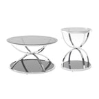 32" Tempered Glass Round Coffee Table Modern Gold Frame Ring Base Single-Layer Circle Living Room Center Tables