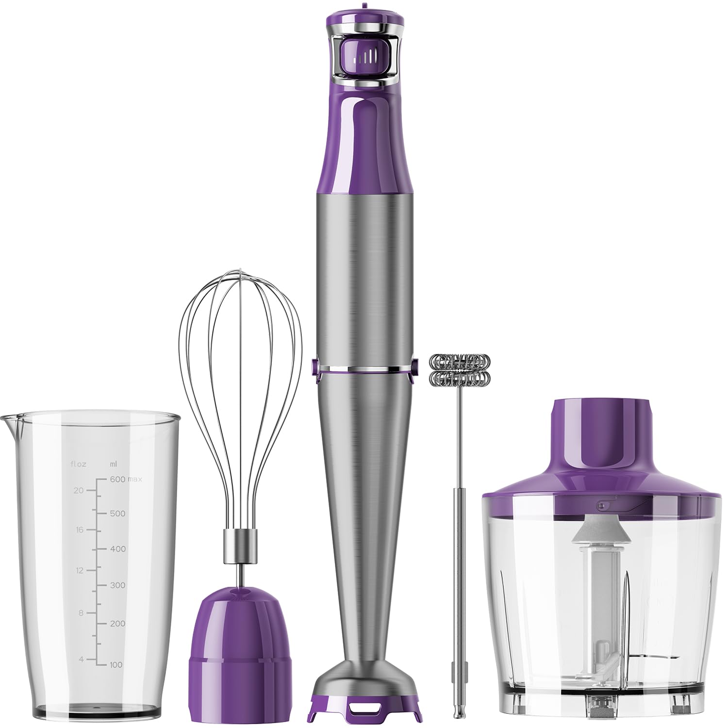 Turelar Immersion Blender Handheld Corded Hand Blenders Set 1100W, Trigger Variable Speed 5 in 1 Stick Emulsifier with Chopper, Whisk and Frother for Soup, Baby Food and Smoothies, Navy Blue