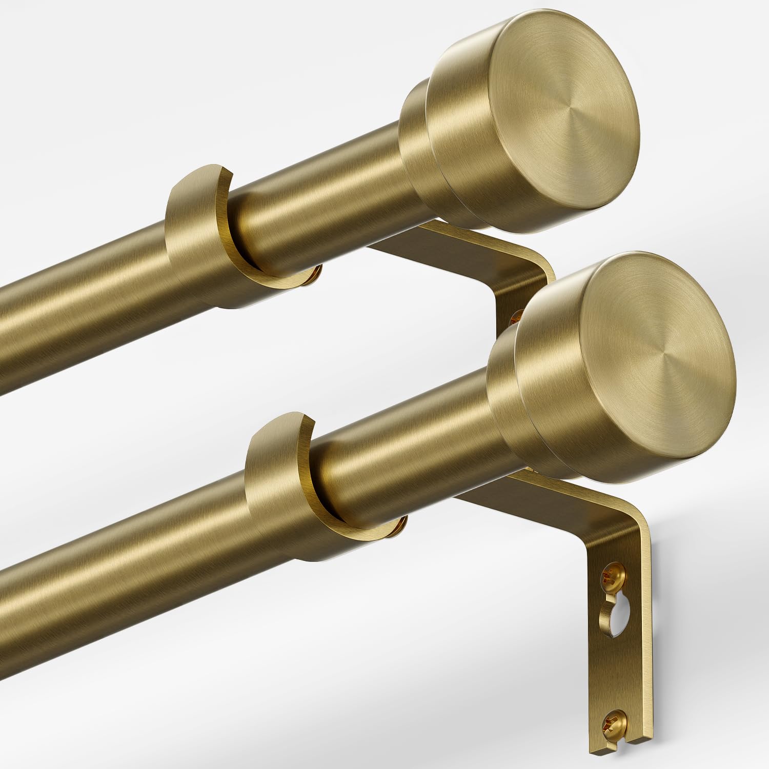 Oneach Heavy Duty Curtain Rods for Windows 72 to 144 Inch, 1 Inch Brass Gold Curtain Rod, Adjustable Length Rod with Metal Finials, Modern Decorative for Bedroom Kitchen Living Room (16 to 150 Inch)