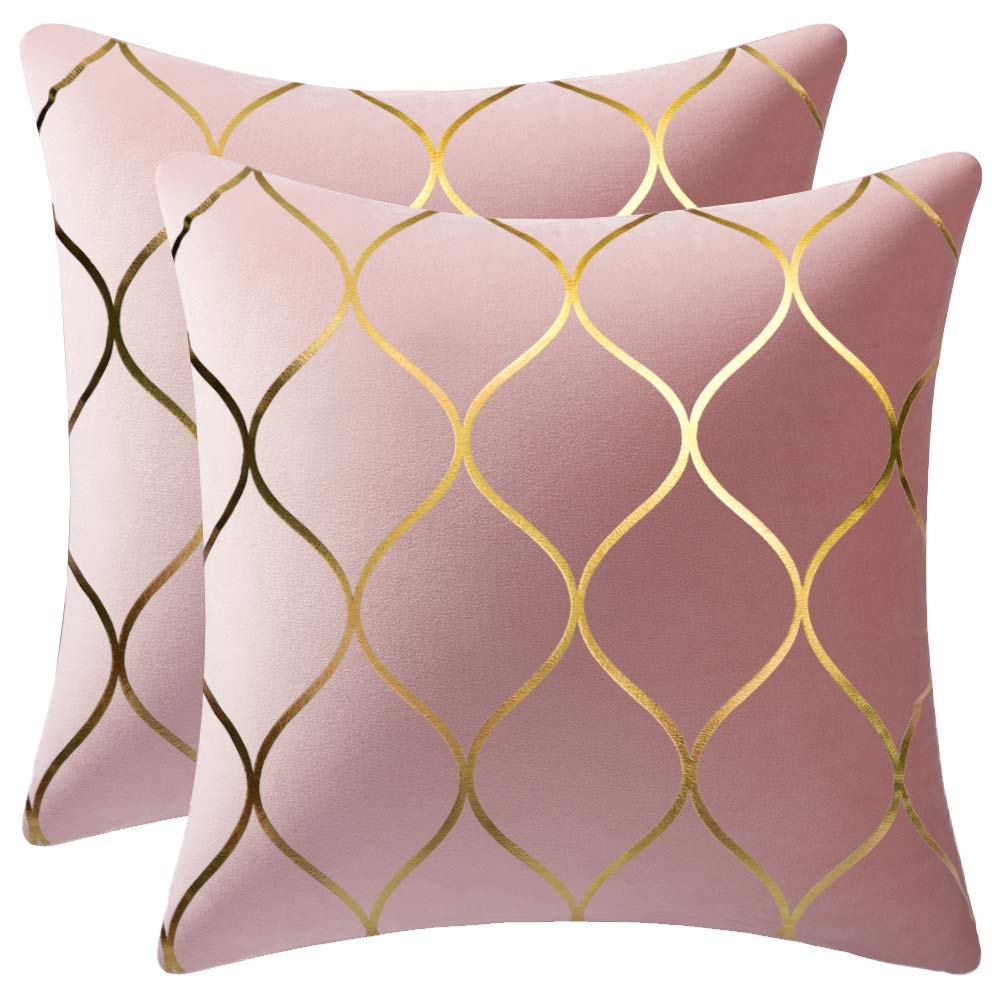 DEZENE 12x20 Inch Gold Velvet Throw Pillow Covers: 2 Pack Rectangular Decorative Pillow Cases for Bedroom Sofa Couch Living Room, Black