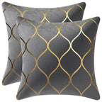 DEZENE 12x20 Inch Gold Velvet Throw Pillow Covers: 2 Pack Rectangular Decorative Pillow Cases for Bedroom Sofa Couch Living Room, Black