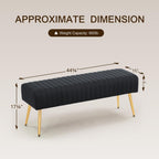 Furnimart 44 Inch Green Velvet Bench Ottoman Comfortable Footrest Stool Table Bench Dining Bench Tufting Bench Indoor Bench with Gold Legs for Living Room Bedroom Entryway (Velvet-Green)