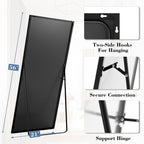 DUMOS Arched Full Length Mirror with Stand 64"x21" Floor Standing Aluminum Frame for Bedroom Body Hanging Leaning Modern Simple Home Decor Shatter-proorf Nano Glass Wall Living Room Cloakroom Black