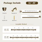 Oneach Heavy Duty Curtain Rods for Windows 72 to 144 Inch, 1 Inch Brass Gold Curtain Rod, Adjustable Length Rod with Metal Finials, Modern Decorative for Bedroom Kitchen Living Room (16 to 150 Inch)