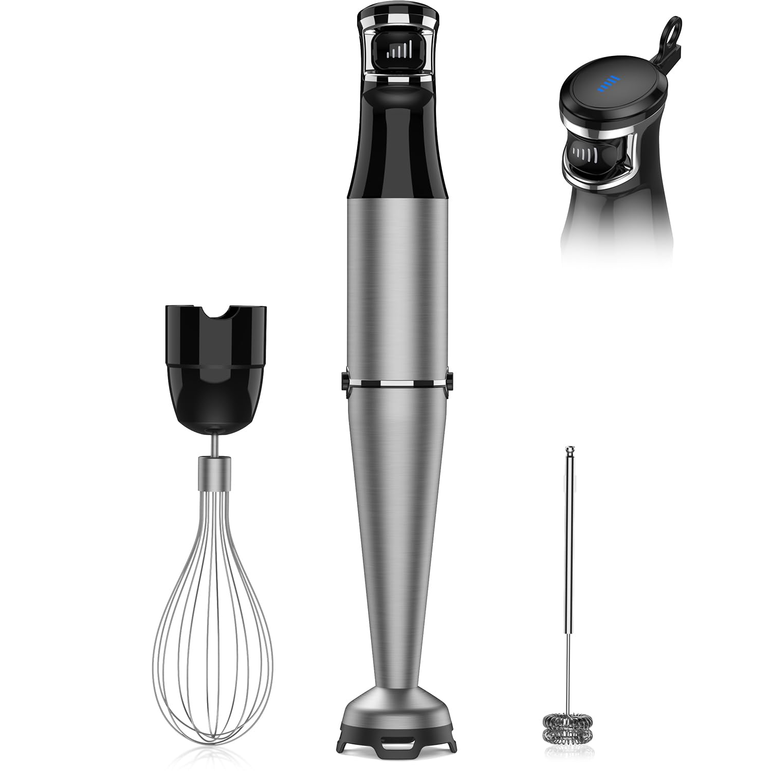 Turelar Immersion Blender Handheld Corded Hand Blenders Set 1100W, Trigger Variable Speed 5 in 1 Stick Emulsifier with Chopper, Whisk and Frother for Soup, Baby Food and Smoothies, Navy Blue