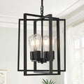 Black Gold Chandelier for Dining Room, Modern Farmhouse 3 Light Entryway Pendant Light Fixture Adjustable Geometric Industrial Rustic Foyer Light for Living Room Kitchen Island Hallway Bedroom