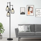 Dimmable Floor Lamp, Industrial Floor Lamps for Living Room, Gold Tree Lamp Standing Lamp Tall Lamps with 3 Elegant Teardrop Cage Head & 800 Lumens LED Bulbs for Living room Bedroom Office Dining Room