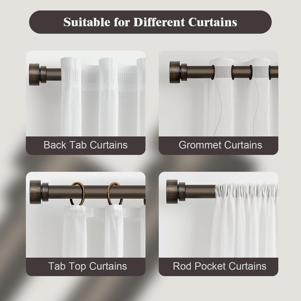 Oneach Heavy Duty Curtain Rods for Windows 72 to 144 Inch, 1 Inch Brass Gold Curtain Rod, Adjustable Length Rod with Metal Finials, Modern Decorative for Bedroom Kitchen Living Room (16 to 150 Inch)