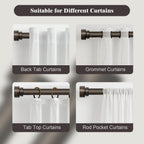 Oneach Heavy Duty Curtain Rods for Windows 72 to 144 Inch, 1 Inch Brass Gold Curtain Rod, Adjustable Length Rod with Metal Finials, Modern Decorative for Bedroom Kitchen Living Room (16 to 150 Inch)