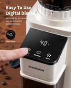 SHARDOR Professional Conical Burr Coffee Grinder, Coffee Bean Grinder with 48 Grind Settings for Espresso, Drip & French Press, Upgraded Anti-Static Technology, Precision Timer, Stainless Steel