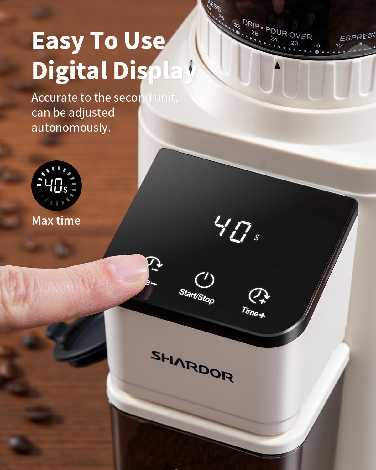 SHARDOR Professional Conical Burr Coffee Grinder, Coffee Bean Grinder with 48 Grind Settings for Espresso, Drip & French Press, Upgraded Anti-Static Technology, Precision Timer, Stainless Steel