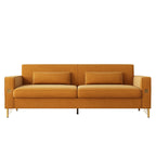 KEIKI 86" Oversized Luxury Velvet Sofa with Armrest and Removable Plush Cushions, Modern Style Gold Accents 3-Seater Couch with Solid Legs, Easy Assembly, for Living Room, Apartment, Green