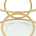 32" Tempered Glass Round Coffee Table Modern Gold Frame Ring Base Single-Layer Circle Living Room Center Tables