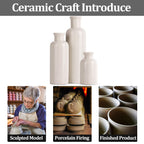 Blue Ceramic Vase Set - 3 Blue Small Vases, Farmhouse Country Flower Vase Home Decor, Living Room Decoration, Table Decoration, Fireplace Decor, and Entrance Decorations Centerpieces