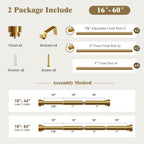 Oneach Heavy Duty Curtain Rods for Windows 72 to 144 Inch, 1 Inch Brass Gold Curtain Rod, Adjustable Length Rod with Metal Finials, Modern Decorative for Bedroom Kitchen Living Room (16 to 150 Inch)