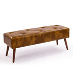 Furnimart 44 Inch Green Velvet Bench Ottoman Comfortable Footrest Stool Table Bench Dining Bench Tufting Bench Indoor Bench with Gold Legs for Living Room Bedroom Entryway (Velvet-Green)