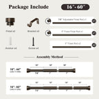 Oneach Heavy Duty Curtain Rods for Windows 72 to 144 Inch, 1 Inch Brass Gold Curtain Rod, Adjustable Length Rod with Metal Finials, Modern Decorative for Bedroom Kitchen Living Room (16 to 150 Inch)