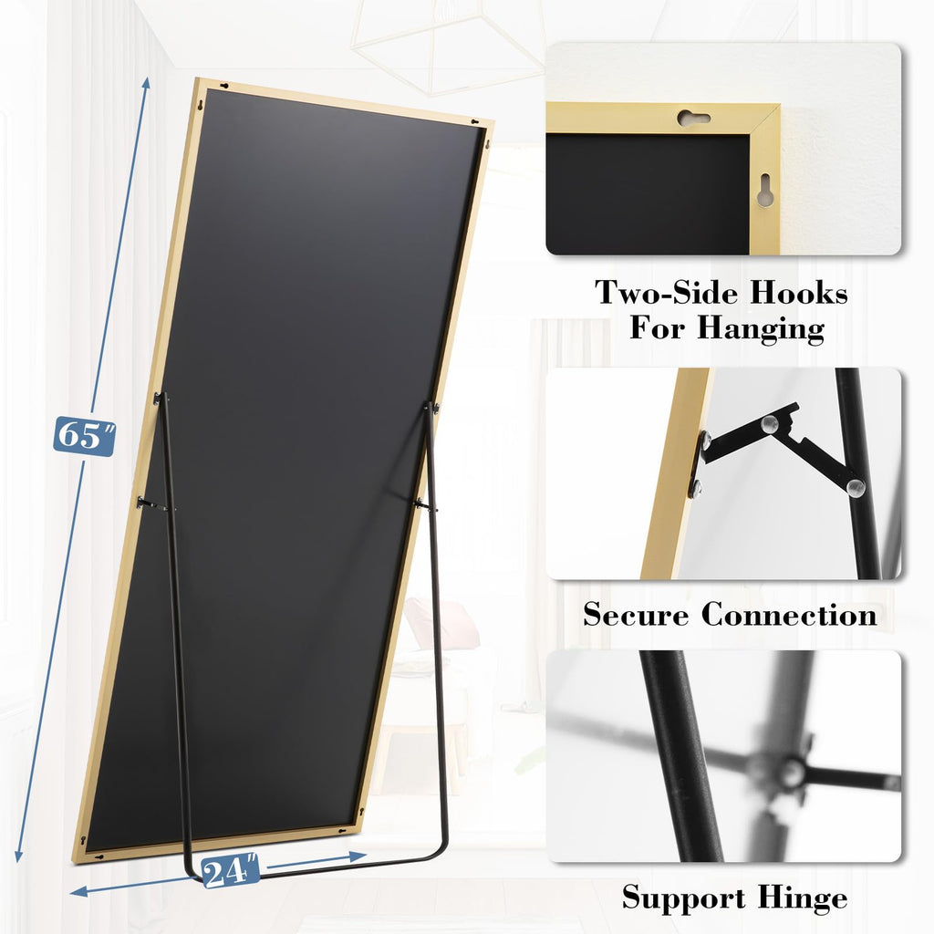 DUMOS Arched Full Length Mirror with Stand 64"x21" Floor Standing Aluminum Frame for Bedroom Body Hanging Leaning Modern Simple Home Decor Shatter-proorf Nano Glass Wall Living Room Cloakroom Black