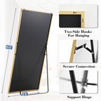 DUMOS Arched Full Length Mirror with Stand 64"x21" Floor Standing Aluminum Frame for Bedroom Body Hanging Leaning Modern Simple Home Decor Shatter-proorf Nano Glass Wall Living Room Cloakroom Black