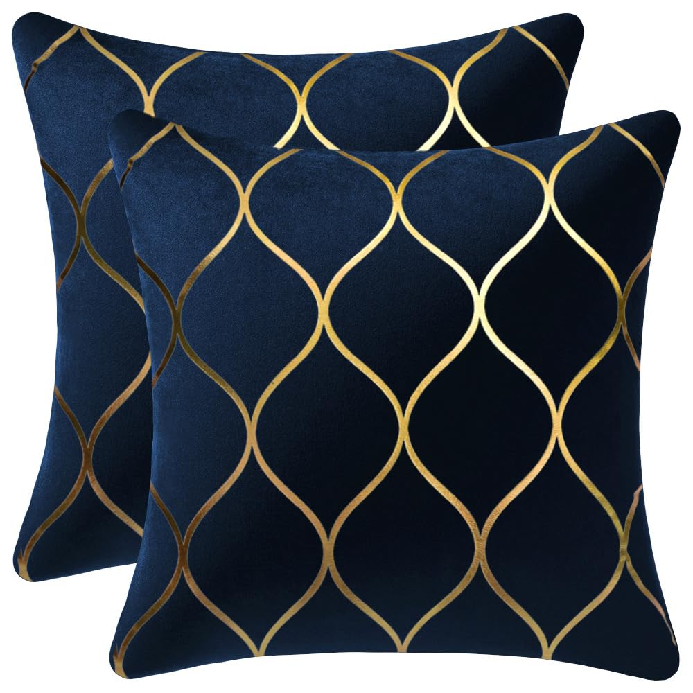 DEZENE 12x20 Inch Gold Velvet Throw Pillow Covers: 2 Pack Rectangular Decorative Pillow Cases for Bedroom Sofa Couch Living Room, Black