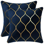 DEZENE 12x20 Inch Gold Velvet Throw Pillow Covers: 2 Pack Rectangular Decorative Pillow Cases for Bedroom Sofa Couch Living Room, Black