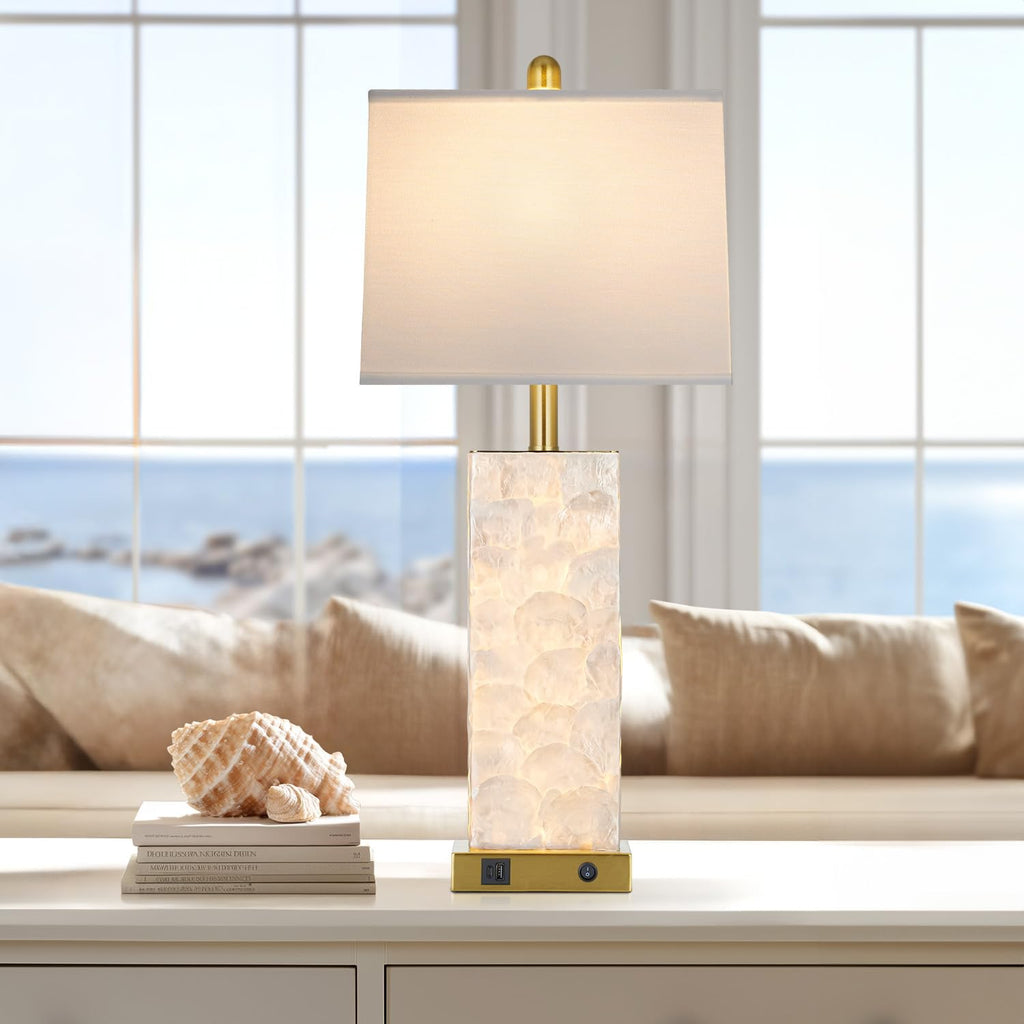 29" Gold Modern Table Lamps Set of 2, 3-Way Dimmable Touch Lamps for Nightstand with USB A+C & Outlets,Brass Lamps for Living Room, Bedroom, Nightstand, Entryway(2 Bulbs Included)