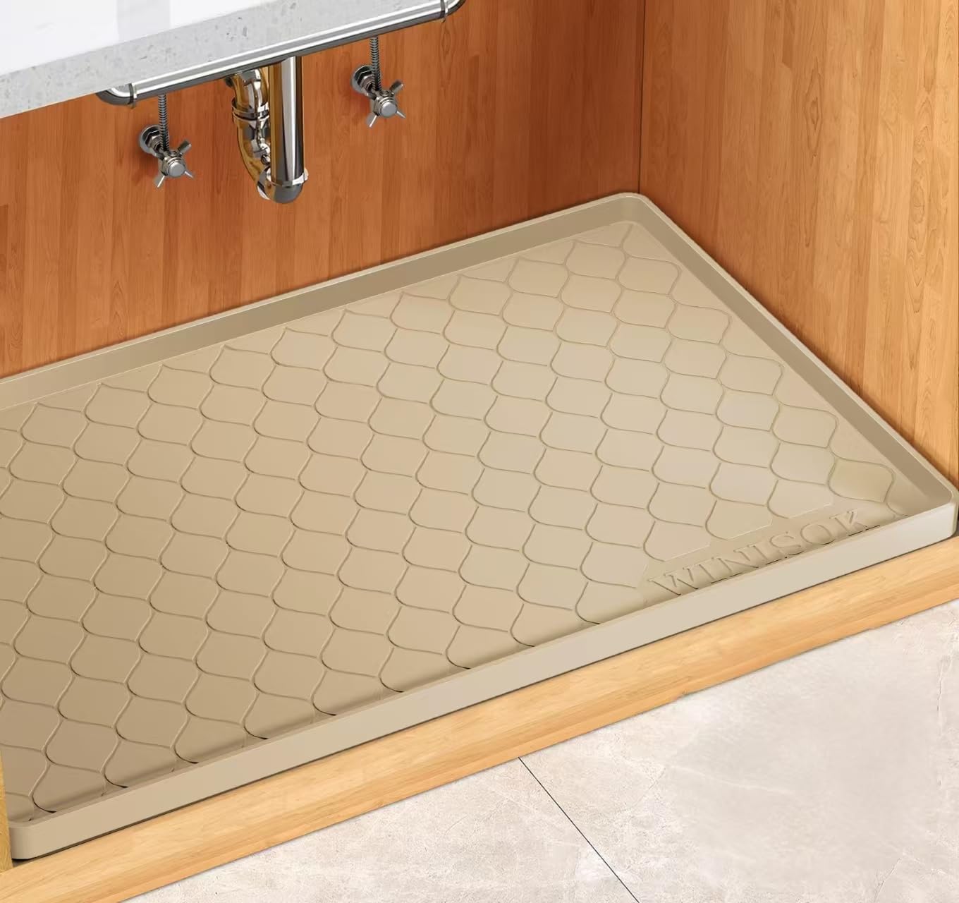Winisok Silicone Under Sink Mat 34" x 22", kitchen Essentials and Gadgets, Shelf liner and Cabinet Protector, Home Organizers and Storage, Waterproof Bathroom Tray