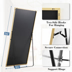 DUMOS Arched Full Length Mirror with Stand 64"x21" Floor Standing Aluminum Frame for Bedroom Body Hanging Leaning Modern Simple Home Decor Shatter-proorf Nano Glass Wall Living Room Cloakroom Black