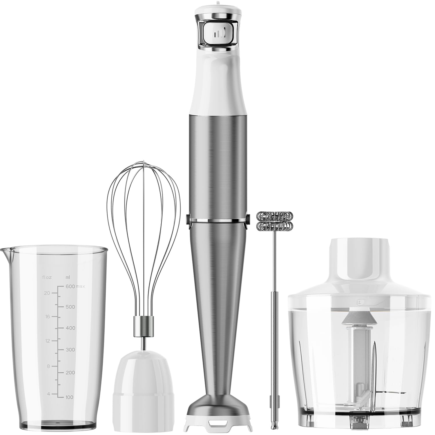 Turelar Immersion Blender Handheld Corded Hand Blenders Set 1100W, Trigger Variable Speed 5 in 1 Stick Emulsifier with Chopper, Whisk and Frother for Soup, Baby Food and Smoothies, Navy Blue