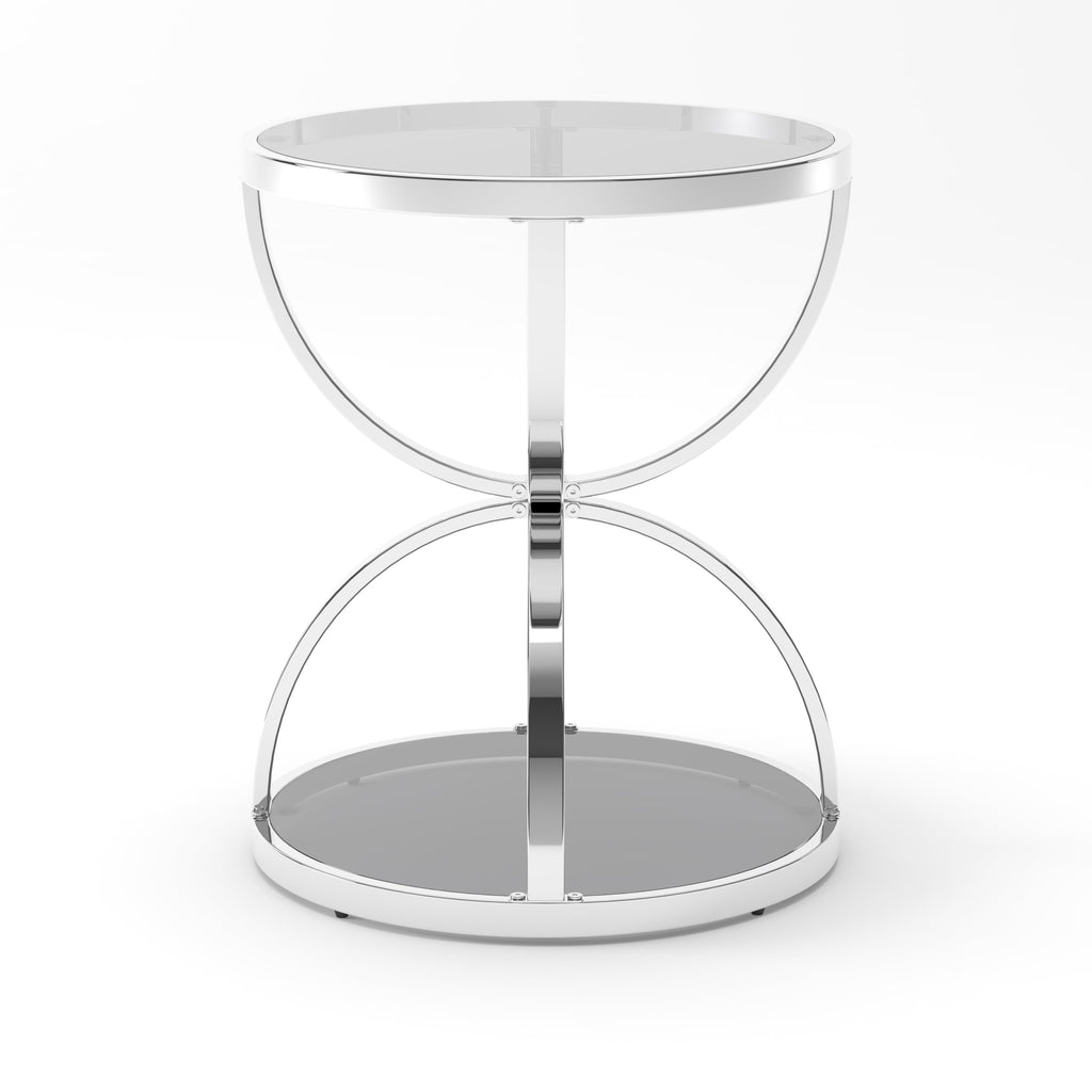 32" Tempered Glass Round Coffee Table Modern Gold Frame Ring Base Single-Layer Circle Living Room Center Tables