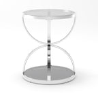 32" Tempered Glass Round Coffee Table Modern Gold Frame Ring Base Single-Layer Circle Living Room Center Tables