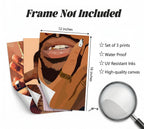 3 Pcs Black Gold Woman Canvas Wall Art African American Black Girl Wall Decor Pictures Abstract Black Gold Female Poster Print Artwork for Living Room Bedroom Scene Home Decoration Prepare To Hang