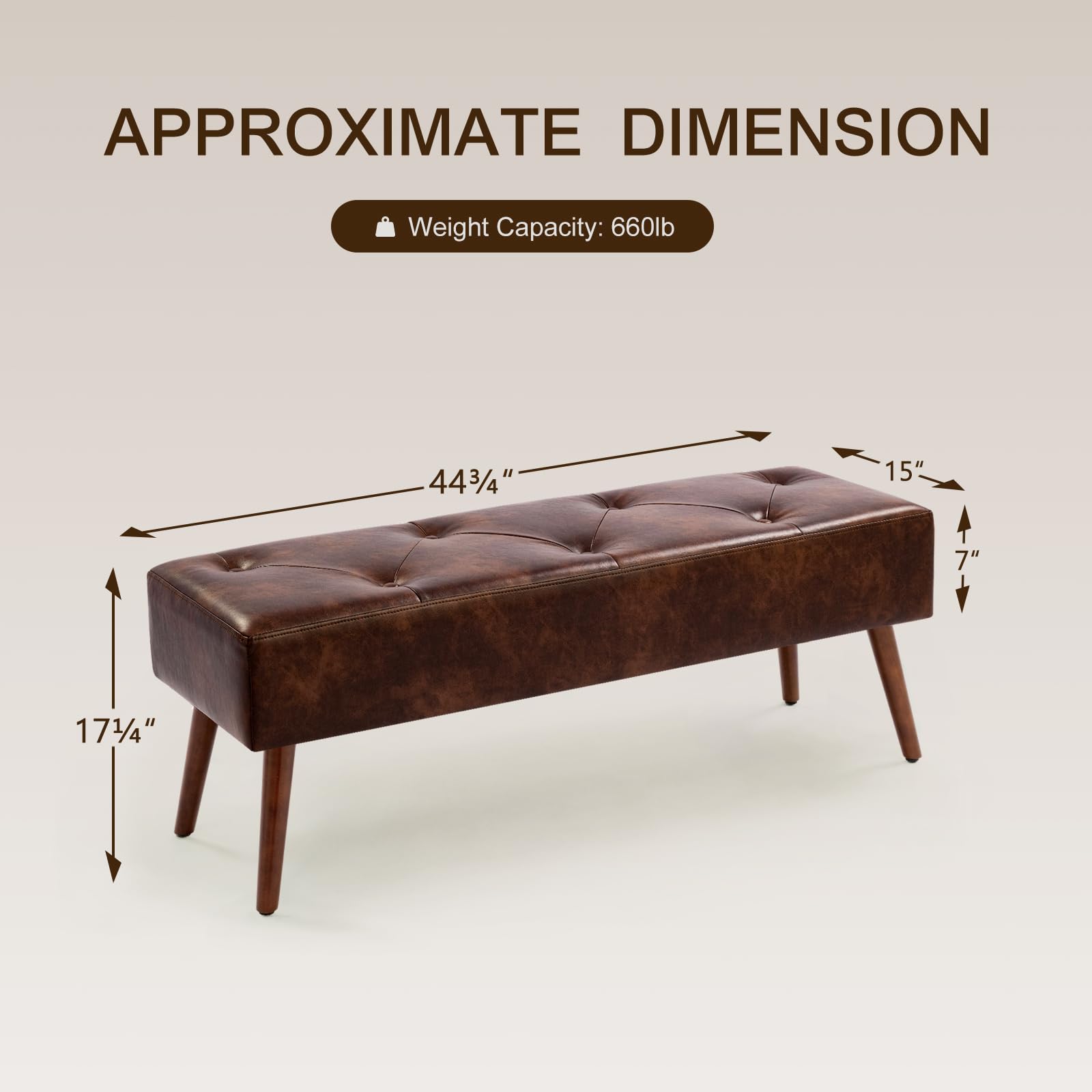 Furnimart 44 Inch Green Velvet Bench Ottoman Comfortable Footrest Stool Table Bench Dining Bench Tufting Bench Indoor Bench with Gold Legs for Living Room Bedroom Entryway (Velvet-Green)