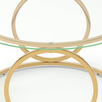 32" Tempered Glass Round Coffee Table Modern Gold Frame Ring Base Single-Layer Circle Living Room Center Tables