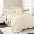 Lush Decor Reyna Ruffle Comforter Set - 3 Piece Cozy Ruffled Bedding Set - Timeless Elegance and Comfort for Bedroom - King, Gray