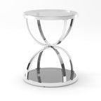 32" Tempered Glass Round Coffee Table Modern Gold Frame Ring Base Single-Layer Circle Living Room Center Tables