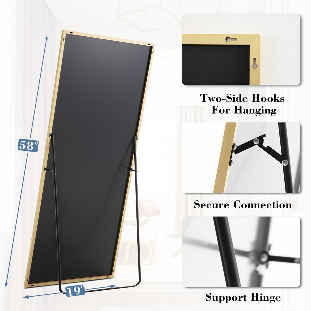 DUMOS Arched Full Length Mirror with Stand 64"x21" Floor Standing Aluminum Frame for Bedroom Body Hanging Leaning Modern Simple Home Decor Shatter-proorf Nano Glass Wall Living Room Cloakroom Black