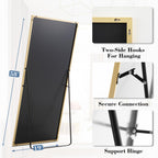 DUMOS Arched Full Length Mirror with Stand 64"x21" Floor Standing Aluminum Frame for Bedroom Body Hanging Leaning Modern Simple Home Decor Shatter-proorf Nano Glass Wall Living Room Cloakroom Black