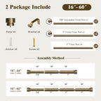 Oneach Heavy Duty Curtain Rods for Windows 72 to 144 Inch, 1 Inch Brass Gold Curtain Rod, Adjustable Length Rod with Metal Finials, Modern Decorative for Bedroom Kitchen Living Room (16 to 150 Inch)