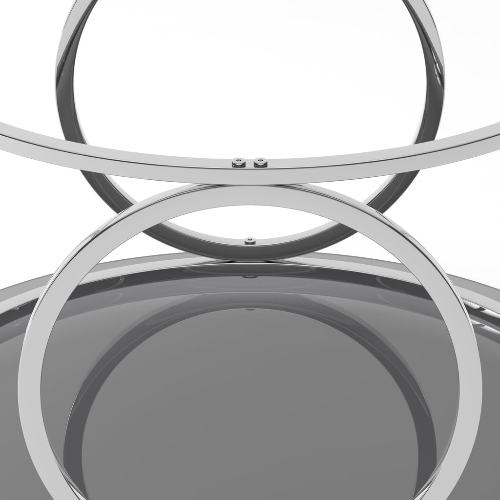 32" Tempered Glass Round Coffee Table Modern Gold Frame Ring Base Single-Layer Circle Living Room Center Tables