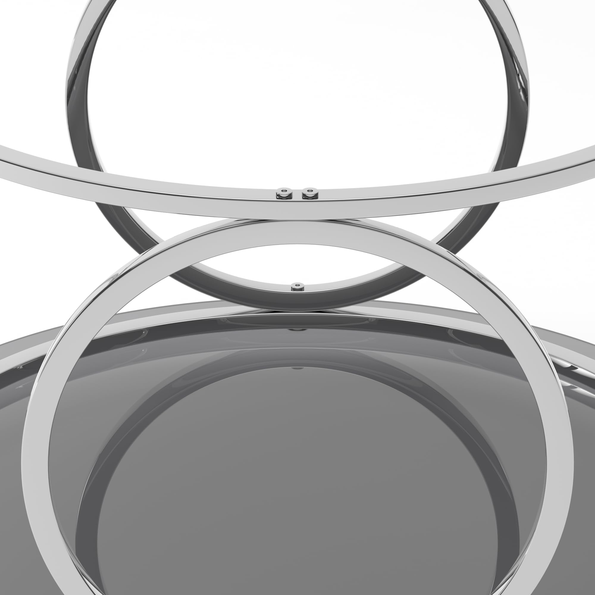 32" Tempered Glass Round Coffee Table Modern Gold Frame Ring Base Single-Layer Circle Living Room Center Tables