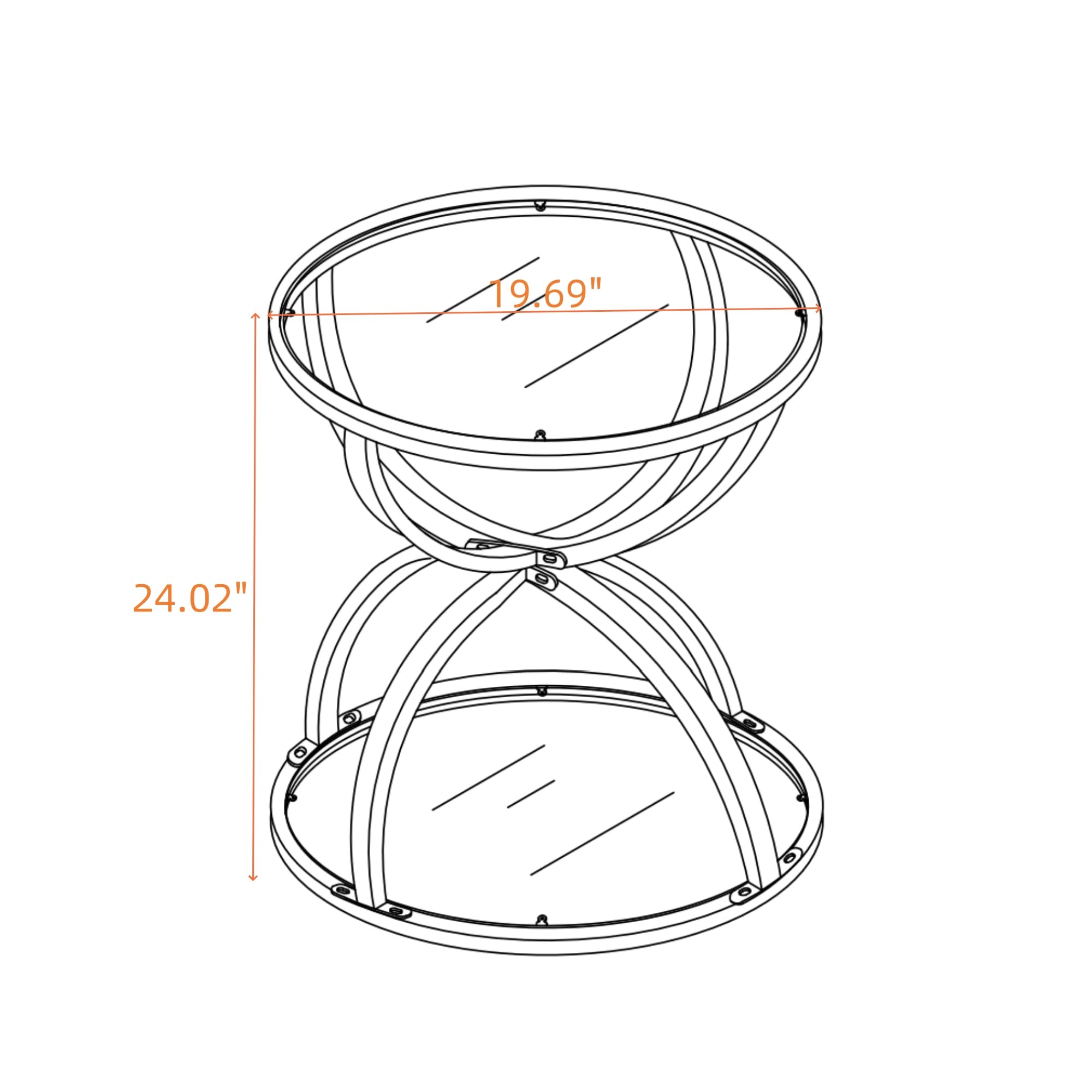 32" Tempered Glass Round Coffee Table Modern Gold Frame Ring Base Single-Layer Circle Living Room Center Tables