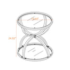 32" Tempered Glass Round Coffee Table Modern Gold Frame Ring Base Single-Layer Circle Living Room Center Tables