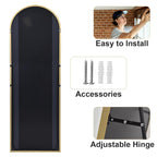 HARRITPURE 64"x21" Arched Full Length Mirror Floor Mirrors with Aluminum Alloy Frame Free-Standing Wall Mounted or Leaning Large Bedroom Dressing Mirror Modern & Contemporary Decor for Home,Black