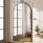 HARRITPURE 64"x21" Arched Full Length Mirror Floor Mirrors with Aluminum Alloy Frame Free-Standing Wall Mounted or Leaning Large Bedroom Dressing Mirror Modern & Contemporary Decor for Home,Black