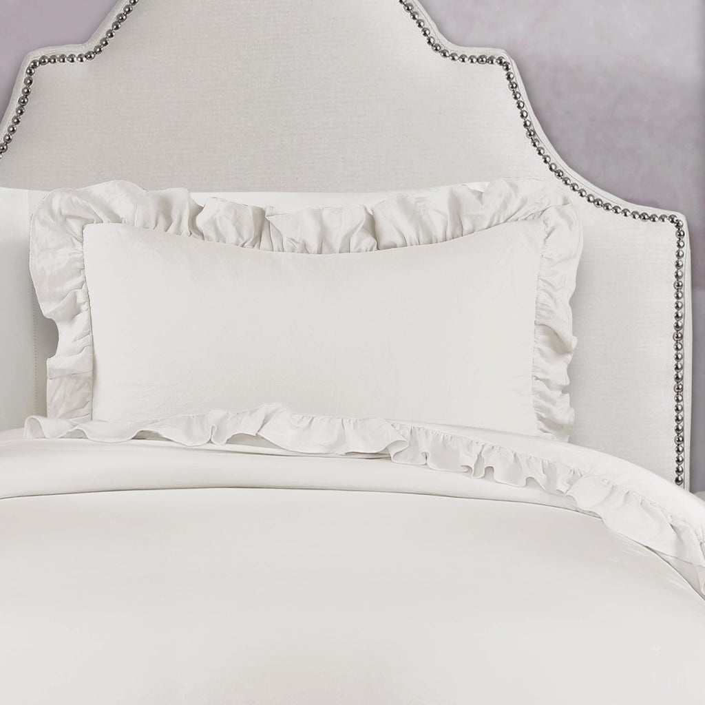 Lush Decor Reyna Ruffle Comforter Set - 3 Piece Cozy Ruffled Bedding Set - Timeless Elegance and Comfort for Bedroom - King, Gray