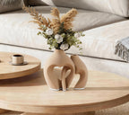 Zormon White Vases for Decor, Heart Shaped Ceramic Vase Set of 2, Nordic Heart Shaped Vases, Minimalist Decorative Vase for Table Centerpiece Wedding Dining Living Room Office House Decoration
